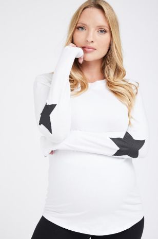 תמונה של טישרט להריון STAR לבנה