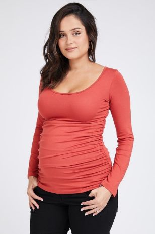 תמונה של חולצת הריון Baby Grow ש.ארוך ירוק כהה