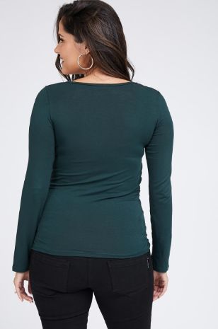 תמונה של חולצת הריון Baby Grow ש.ארוך ירוק כהה