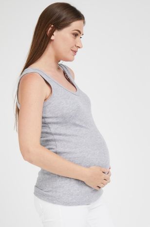 תמונה של גופיית סבא להריון אפורה