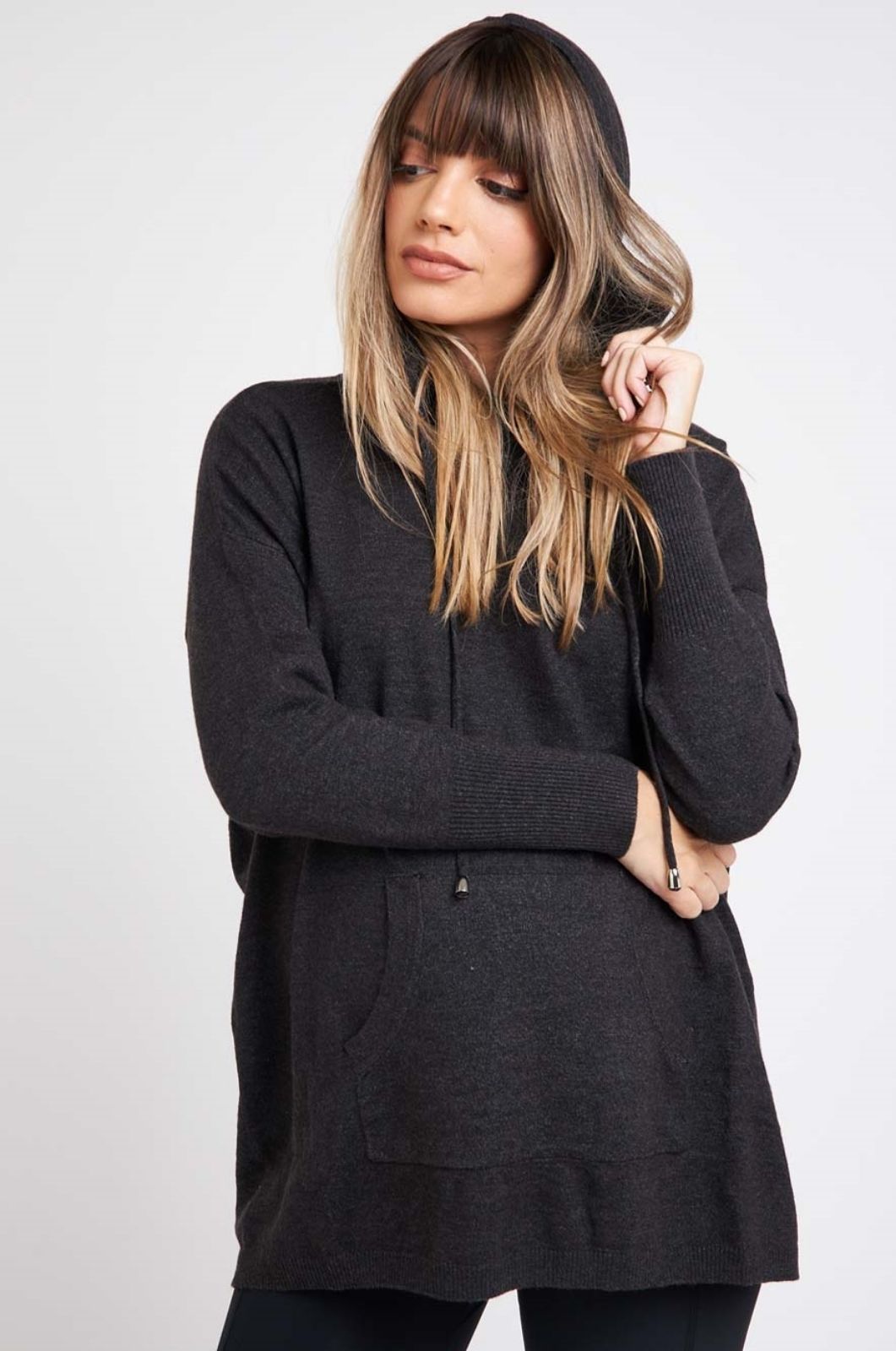 תמונה של קפוצ'ון להריון סריג נלי אפור מרנגו