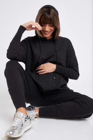 תמונה של קפוצ'ון להריון סריג נלי אפור מרנגו