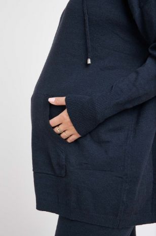 תמונה של קפוצ'ון להריון סריג נלי נייבי מלאנז'