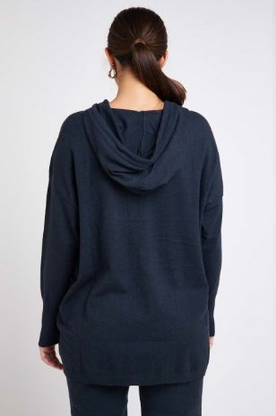 תמונה של קפוצ'ון להריון סריג נלי נייבי מלאנז'