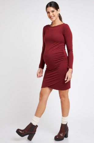 תמונה של שמלת מירי מעטפת להריון ש.ארוך בריק