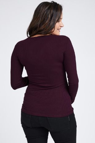 תמונה של חולצת הריון V ריב ש.ארוך חציל