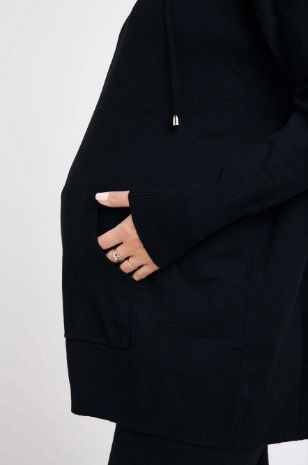 תמונה של קפוצ'ון להריון סריג נלי שחור