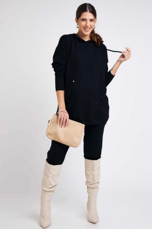 תמונה של קפוצ'ון להריון סריג נלי שחור