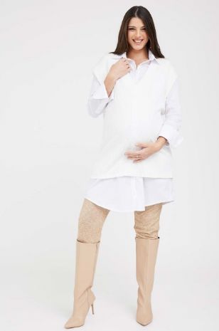 תמונה של אפודת הריון אמילי לבנה