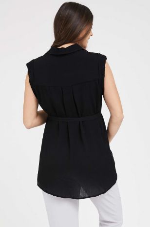 חולצת הריון מכופתרת שחורה