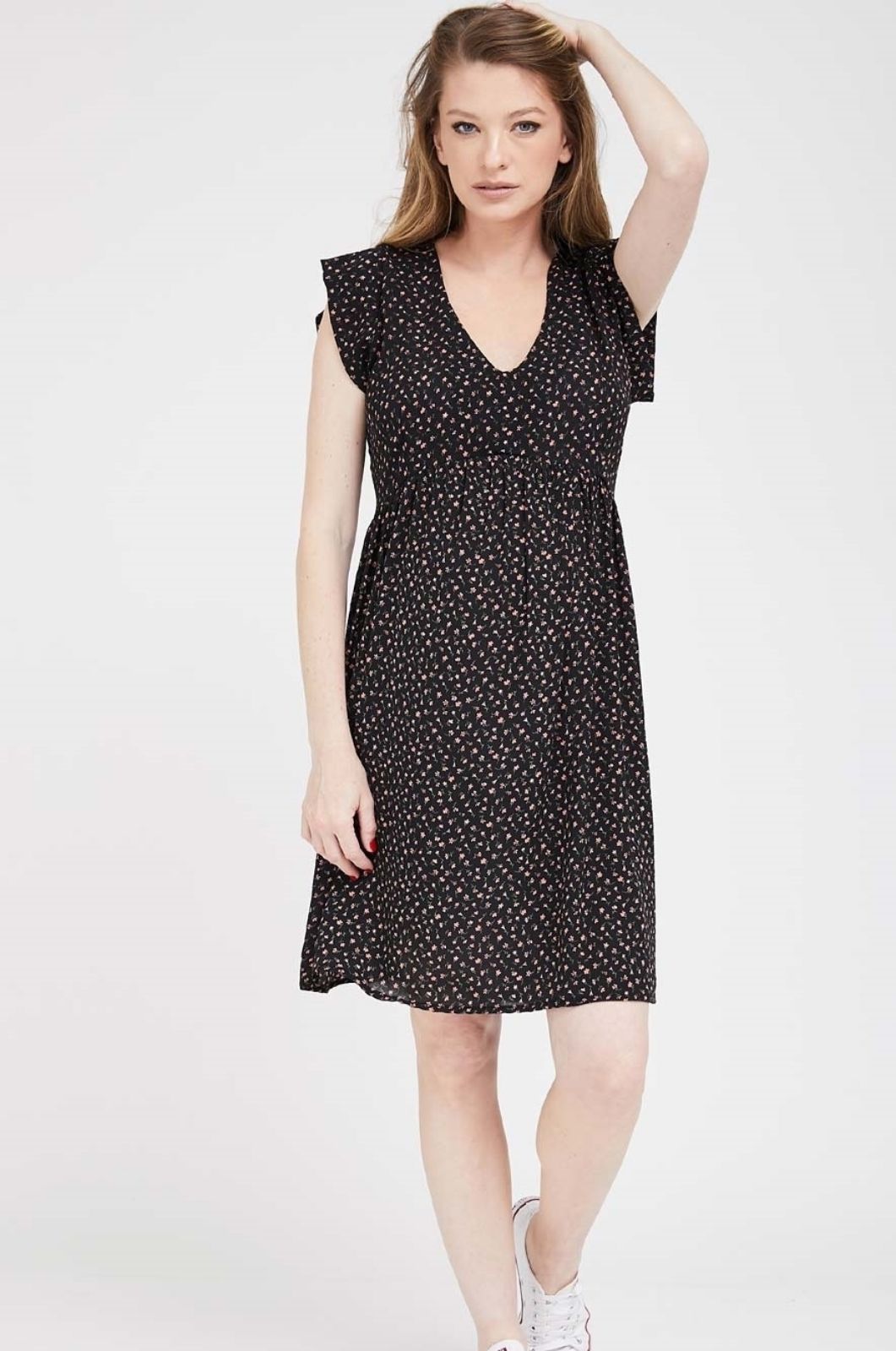 שמלה להריון שרי שחור פרחים