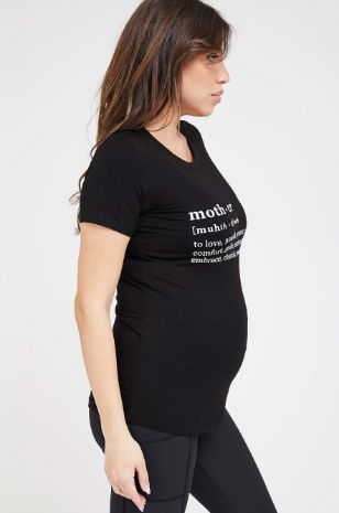 תמונה של טישרט אמא להריון שחורה