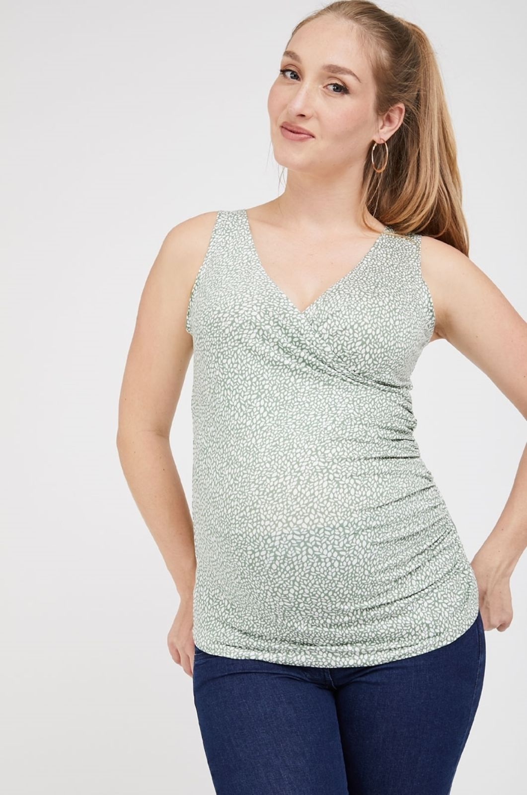  גופיית מעטפת להריון והנקה הדפס ירוק