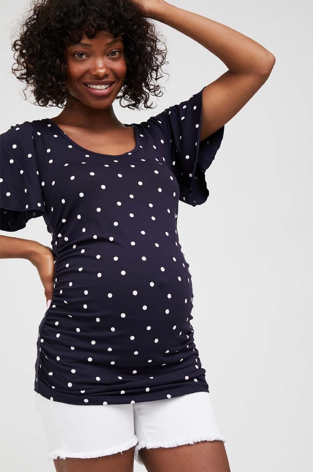 תמונה של חולצת הריון בילי כחול נקודות