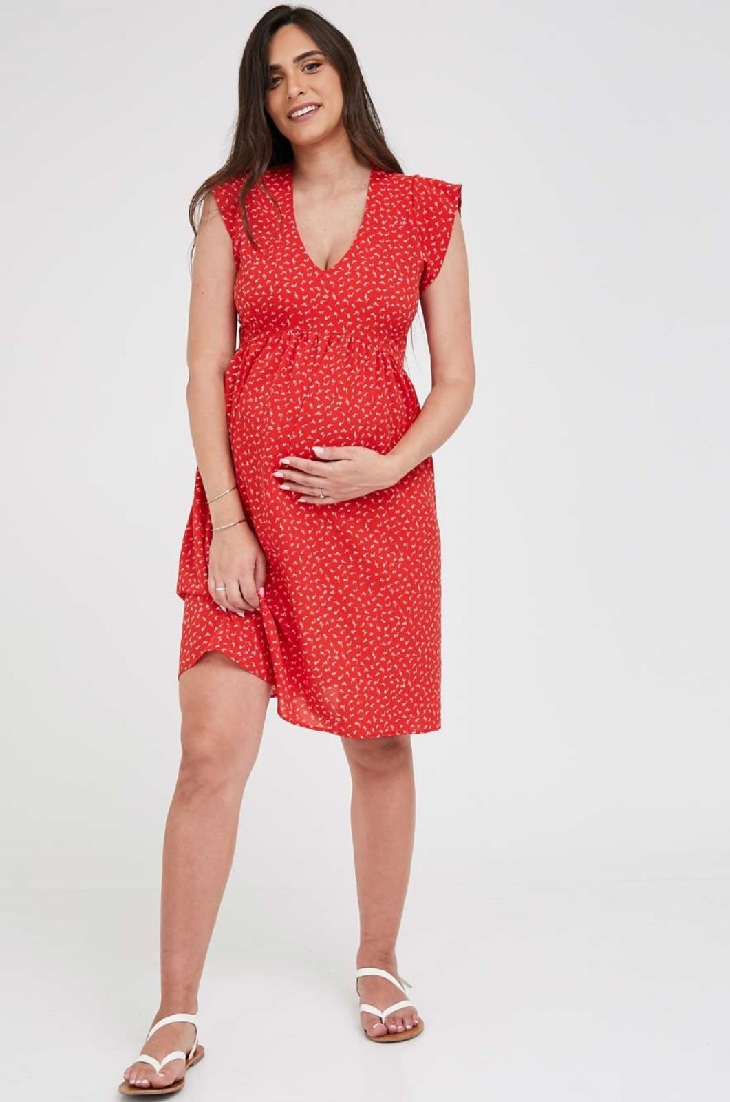 תמונה של שמלה להריון שרי הדפס אדום