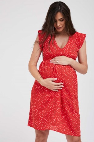 תמונה של שמלה להריון שרי הדפס אדום