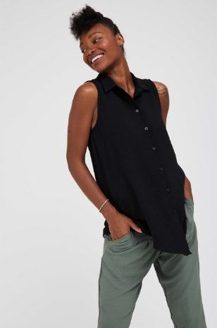 תמונה של חולצת הריון קיקי ללא שרוול שחורה