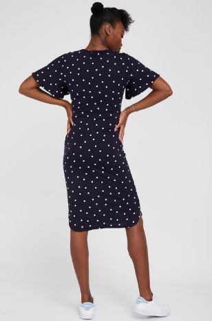 תמונה של שמלת הריון גילי כחולה עם נקודות