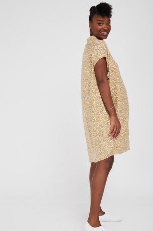 תמונה של שמלת הריון שירה הדפס חרדל