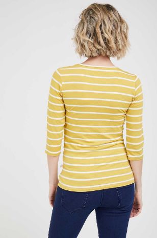 תמונה של חולצת הריון בייבי ניקי ש.3/4 חרדל פסים