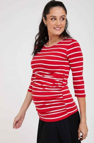 תמונה של חולצת הריון בייבי ניקי ש.3/4 אדום פסים
