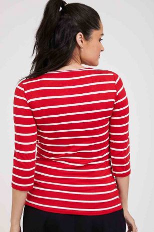 תמונה של חולצת הריון בייבי ניקי ש.3/4 אדום פסים