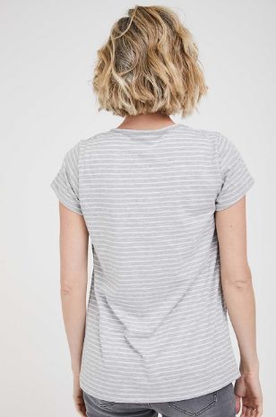 תמונה של חולצת הריון והנקה בייסיק אפור פסים