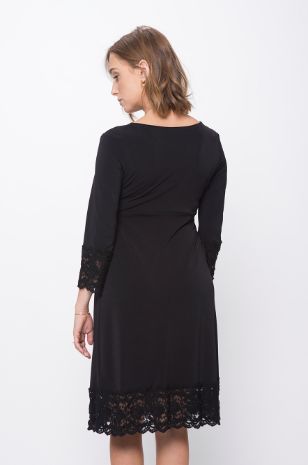 תמונה של שמלת אמפייר להריון שרוול 3/4 שחורה