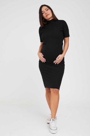 תמונה של שמלת הריון ליז ש.קצר חום מוקה