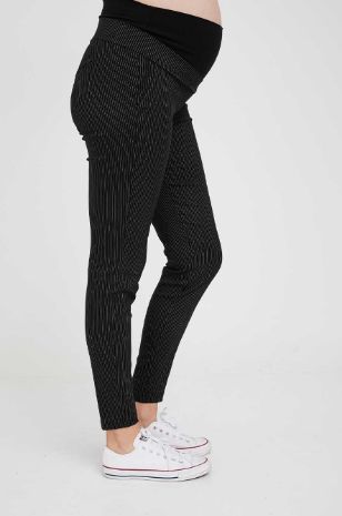 תמונה של מכנסי הריון קייטלין שחור פס לבן