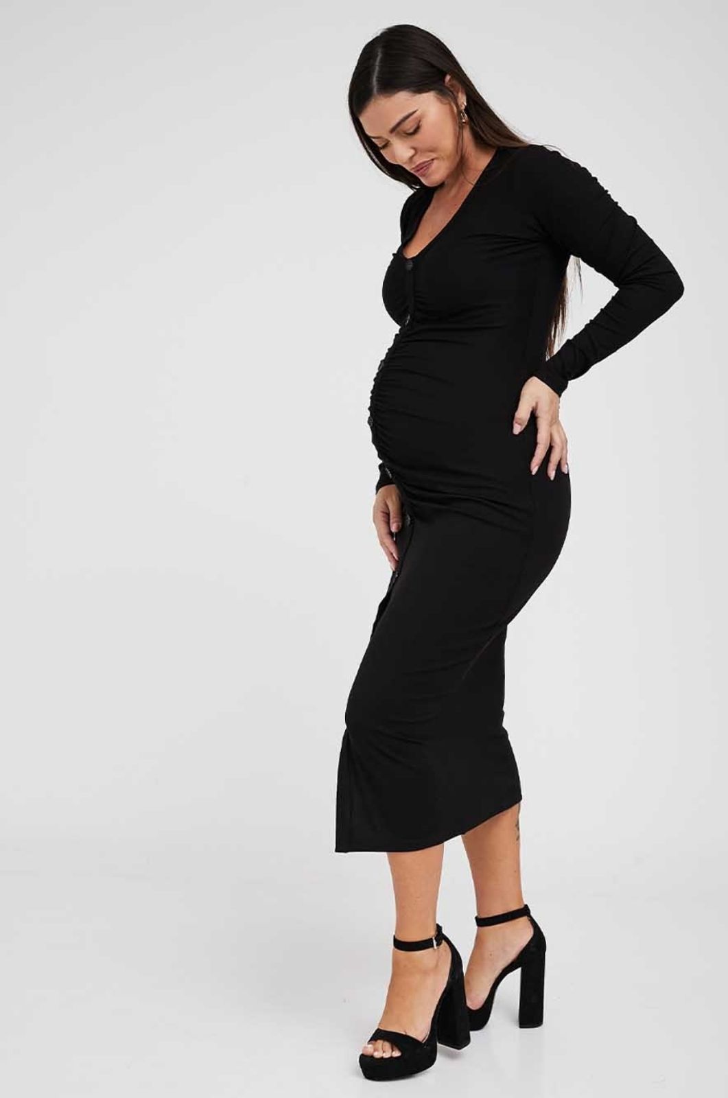 תמונה של שמלת הריון רוזמרי ש.ארוך שחורה