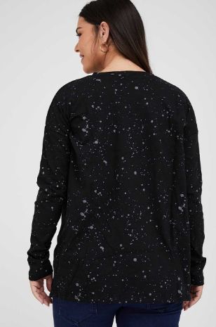 תמונה של חולצת הריון אריאל ש.ארוך הדפס שחור