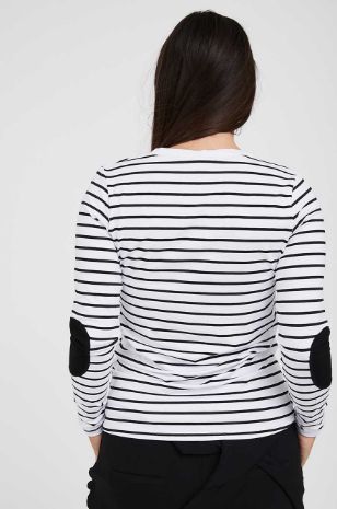 חולצת הריון טלאים לבן פס שחור