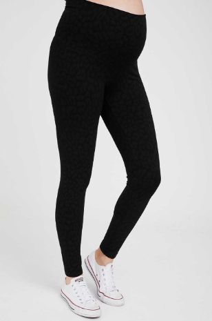 תמונה של טייץ הריון ארוך חברבורות הדפס שחור