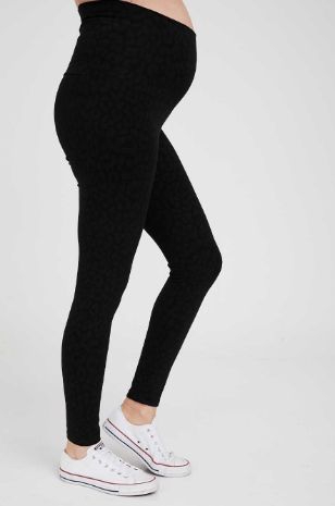 תמונה של טייץ הריון ארוך חברבורות הדפס שחור