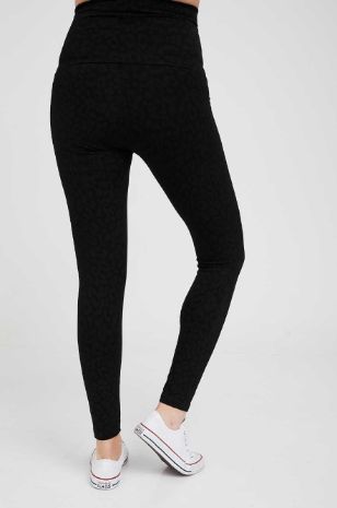 תמונה של טייץ הריון ארוך חברבורות הדפס שחור