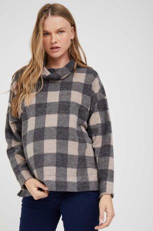 תמונה של טופ נינה להריון משבצות בז'