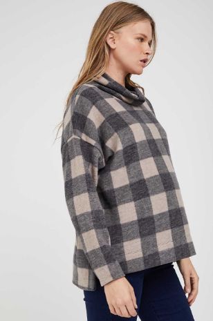 תמונה של טופ נינה להריון משבצות בז'