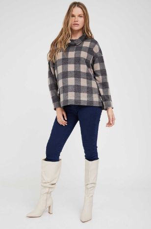 תמונה של טופ נינה להריון משבצות בז'