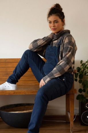 תמונה של טופ נינה להריון משבצות בז'