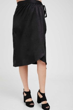 תמונה של חצאית הריון מעטפת שחור מודפס