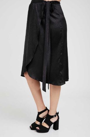 תמונה של חצאית הריון מעטפת שחור מודפס