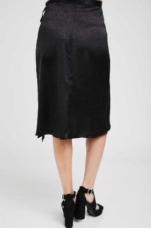 תמונה של חצאית הריון מעטפת שחור מודפס