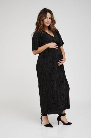 תמונה של שמלת הריון מליסה פליסה שחורה