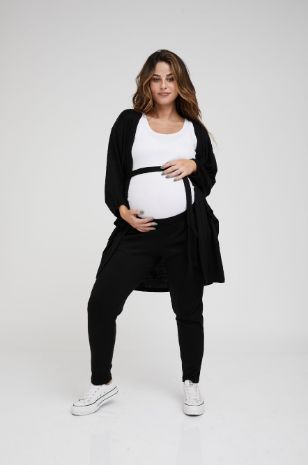 תמונה של מכנסי סריג הריון קומפקט שחורים