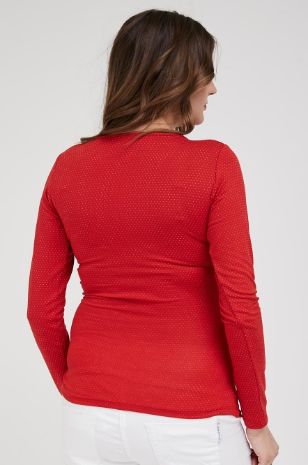 תמונה של חולצת הריון מעטפת ש.ארוך אדום קונפטי