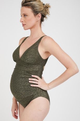 בגד ים שלם להריון PAROS זית מנומר