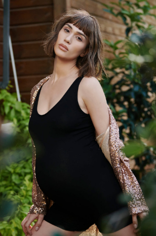 תמונה של בגד גוף אוברול להריון נדיה שחור