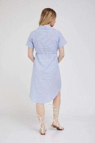 שמלת הריון נטשה משבצות תכלת