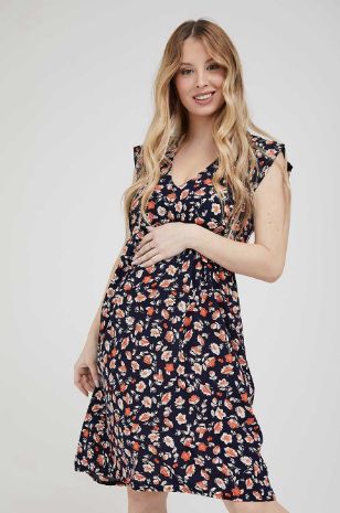 תמונה של שמלה להריון שרי נייבי פרחים